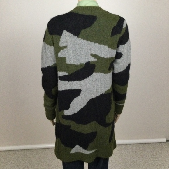 Women’s DESIGN LAB Long Length Green/Grey Animal Print Cardigan, Size XS - Picture 2 of 8